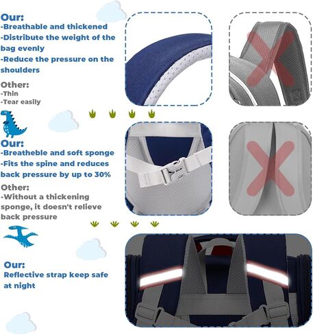 حقيبة ظهر للأطفال من ASKSKY للفتيات، حقيبة ظهر مدرسية برسوم كارتونية كاواي وحقيبة كتب مفتوحة واسعة لعمر 5-10 سنوات مع شريط عاكس، كيتي زرقاء in Kuwait