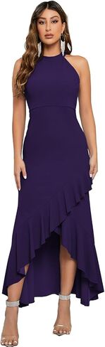 فستان نسائي رسمي برقبة رسن مكشكشة لحفلات الكوكتيل بدون أكمام طويل Bodycon حورية البحر للحفلات المسائية in Kuwait