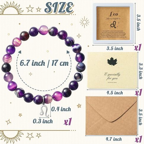 WATINC Constellation Zodiac Bracelets Leo Virgo Libra Sagittarius Scorpio Capricorn Aquarius Pisces Aries Taurus Gemini Cancer Birthday Gifts for Girls Women with Wish Card, Jewelry Charm for Sister Mom Bday in Saudi Arabia