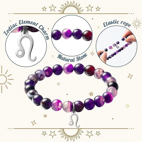 WATINC Constellation Zodiac Bracelets Leo Virgo Libra Sagittarius Scorpio Capricorn Aquarius Pisces Aries Taurus Gemini Cancer Birthday Gifts for Girls Women with Wish Card, Jewelry Charm for Sister Mom Bday in Saudi Arabia