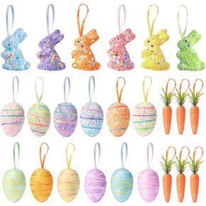 WATINC 24pcs Halloween Foam Pumpkin Hanging Ornaments Decorations, Halloween Skull Hang Decor with Rope, Colorful Glitter Pumpkin Pendant Craft for Thanksgiving Day Fall Autumn Farmhouse Tree Wall