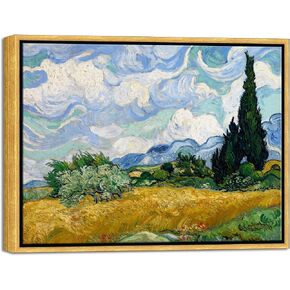 Wieco Art Wheat Field with Cypresses by Van Gogh Famous Oil Paintings Reproduction Modern Framed Landscape Giclee Canvas Prints Artwork Pictures on Canvas Wall Art for Home Office Decorations in Kuwait