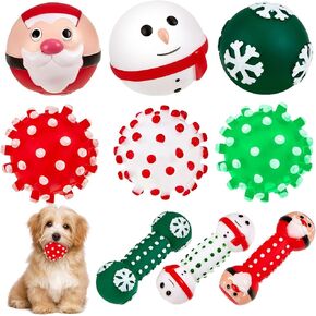 Liliful 9 Pack Christmas Squeaky Dog Toys Latex Rubber Squeaky Dog Chew Bite Balls Toy Funny Squeaky Interactive Christmas Fetch Toys Ideal for Puppy Small Medium Pets Dogs in Saudi Arabia