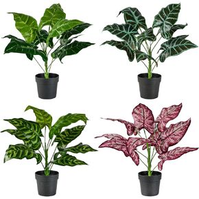 اكسونور مجموعة من 4 زهور صناعية في اصيص، زهور كاميليا حريرية صغيرة في مزهرية سيراميك للمنزل وحفلات الزفاف والمكتب والفناء وتزيين سطح الطاولة in Kuwait