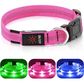 Weesiber Light Up Dog Collars - Rechargeable LED Collar - Reflective Adjustable Dog Lights for Night Walking (Blue, Large) in Saudi Arabia