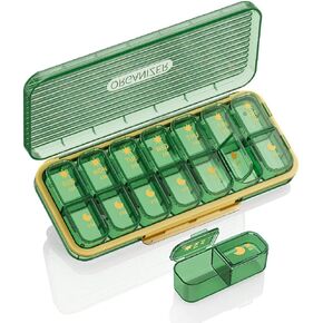 AM/PM Pill Organizer,Weekly (7-Day) Pill Box 2 Times a Day,14 Compartments Travel Pill Case Large,Removable Individual Pill Case, Medicine Organizer in Saudi Arabia