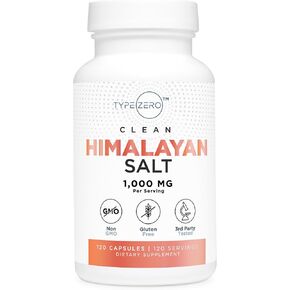 Type Zero Pink Himalayan Salt 1000mg, 120 Capsules - 320mg Sodium Per Serving - Non-GMO, Gluten Free in Kuwait