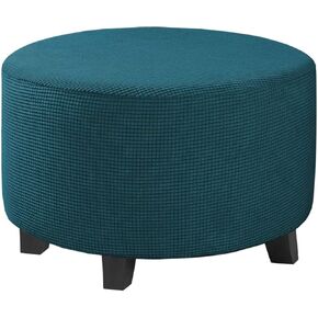 ADPON Ottoman Cover Stretch Ottoman Slipcover Round Ottoman Storage Cover Folding Stool Covers Furniture Protector Cover for Footrest Ottoman (Large,Black)