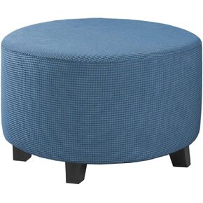 ADPON Ottoman Cover Stretch Ottoman Slipcover Round Ottoman Storage Cover Folding Stool Covers Furniture Protector Cover for Footrest Ottoman (Large,Black)