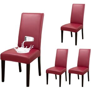 أغطية كراسي الطعام من KWLOVER مجموعة من 6 أغطية كرسي من جلد البولي يوريثان مقاومة للماء، واقي كرسي المطبخ قابل للإزالة والغسل (قهوة، 6) in Kuwait