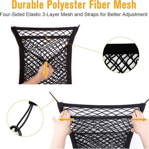 حاجز شبكة سيارة للكلاب من Rabbitgoo، 13.98 بوصة × 15.55 بوصة، 3 طبقات، خطافات معدنية وعائق شبكي قابل للتمدد، منظم شبكة المقعد الخلفي، تصميم لسدادة إزعاج الحيوانات الأليفة وحقيبة تخزين، القيادة بأمان مع الأطفال والحيوانات الأليفة in Kuwait