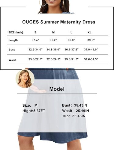 فستان حمل نسائي من OUGES 2023 بأكمام قصيرة ورقبة على شكل حرف V بطول الركبة لحفلات استقبال المولود الجديد أو الملابس الكاجوال in Kuwait