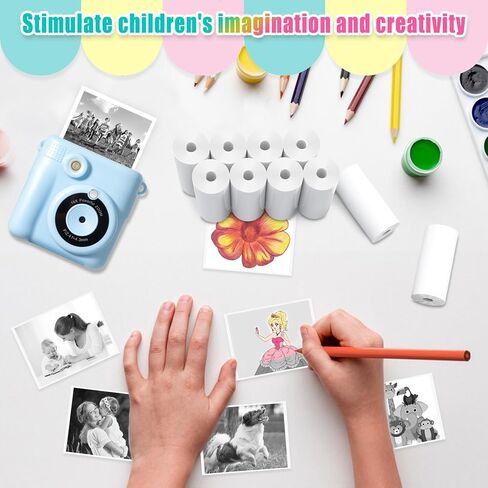 12 Rolls Instant Print Camera for Kids Refill Print Paper - Hikkon Thermal Print Paper Rolls Photo Print HD Printing for Most Kids Instant Camera - Paper Only(White-12) in Saudi Arabia