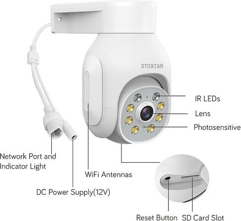 stoxtar 5MP PTZ Wireless Security Camera Outdoor with Spotlight, Auto Tracking, Color Night Vision, 2-Way Audio, Human Detection, IP66 Weatherproof, Remote Viewing in Saudi Arabia