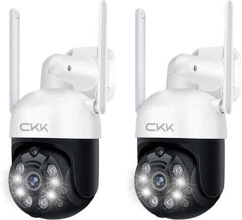 CKK 2pcs 3MP PTZ Camera System, The Wireless Security Cameras Outdoor with Floodlights & Siren, Floodlights & Siren, 2 Way Audio, Color Night Vision, 24/7 Record, Pan Tilt Zoom in Saudi Arabia