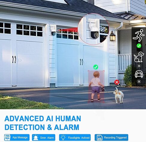 CKK 2pcs 3MP PTZ Camera System, The Wireless Security Cameras Outdoor with Floodlights & Siren, Floodlights & Siren, 2 Way Audio, Color Night Vision, 24/7 Record, Pan Tilt Zoom in Saudi Arabia