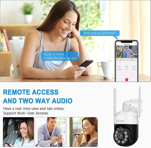 CKK 2pcs 3MP PTZ Camera System, The Wireless Security Cameras Outdoor with Floodlights & Siren, Floodlights & Siren, 2 Way Audio, Color Night Vision, 24/7 Record, Pan Tilt Zoom in Saudi Arabia