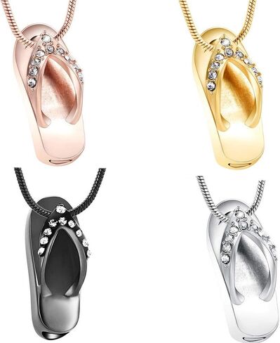 mingkejw Cremation Jewelry for Ashes Stainless Steel Flip-Flop Beach Charm Urn Pendant Necklace Keepsake Memorial Urn Jewelry for Ashes in Saudi Arabia