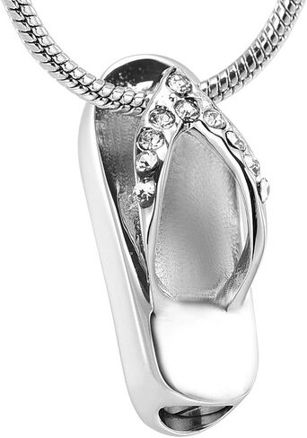 mingkejw Cremation Jewelry for Ashes Stainless Steel Flip-Flop Beach Charm Urn Pendant Necklace Keepsake Memorial Urn Jewelry for Ashes in Saudi Arabia