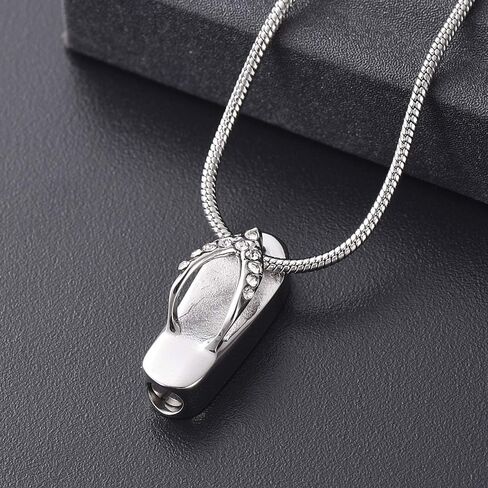 mingkejw Cremation Jewelry for Ashes Stainless Steel Flip-Flop Beach Charm Urn Pendant Necklace Keepsake Memorial Urn Jewelry for Ashes in Saudi Arabia