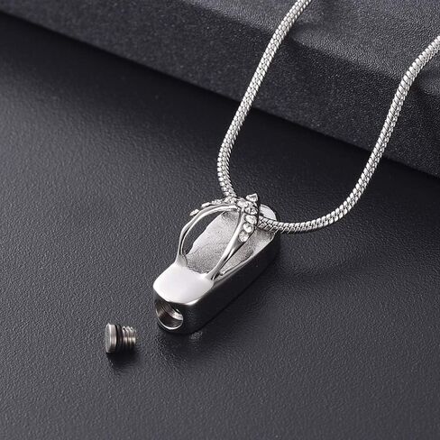 mingkejw Cremation Jewelry for Ashes Stainless Steel Flip-Flop Beach Charm Urn Pendant Necklace Keepsake Memorial Urn Jewelry for Ashes in Saudi Arabia