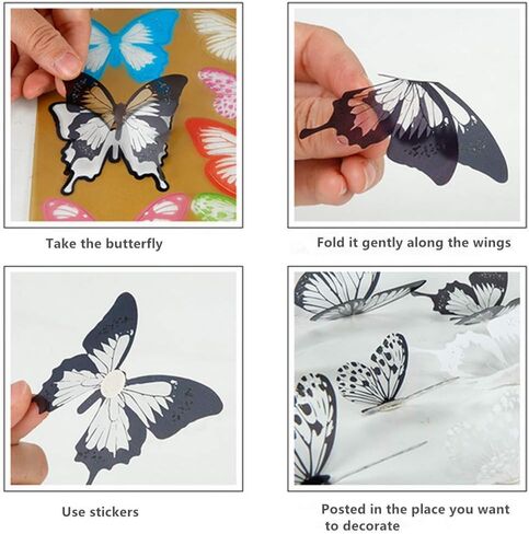 ملصقات جدارية ثلاثية الأبعاد قابلة للإزالة من Leoyoubei 72 قطعة من البولي فينيل كلوريد، 36 قطعة مع مغناطيس وشريط مزدوج الجوانب و36 قطعة دبوس لتزيين ستارة الغرفة، ديكور اعتيادي in Kuwait