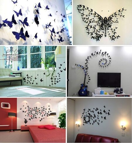 ملصقات جدارية ثلاثية الأبعاد قابلة للإزالة من Leoyoubei 72 قطعة من البولي فينيل كلوريد، 36 قطعة مع مغناطيس وشريط مزدوج الجوانب و36 قطعة دبوس لتزيين ستارة الغرفة، ديكور اعتيادي in Kuwait