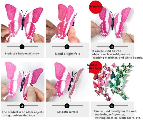 ملصقات جدارية ثلاثية الأبعاد قابلة للإزالة من Leoyoubei 72 قطعة من البولي فينيل كلوريد، 36 قطعة مع مغناطيس وشريط مزدوج الجوانب و36 قطعة دبوس لتزيين ستارة الغرفة، ديكور اعتيادي in Kuwait