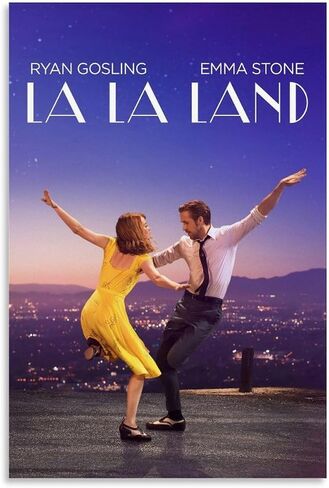 La La Land الفيلم المشارك قماش ملصق فني و جدار صورة فنية طباعة الأسرة الحديثة ديكور غرفة نوم الملصقات 12x18 بوصة (30x45 سنتيمتر) in Saudi Arabia