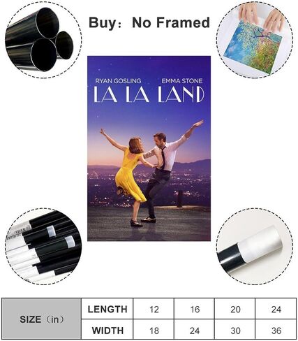 La La Land الفيلم المشارك قماش ملصق فني و جدار صورة فنية طباعة الأسرة الحديثة ديكور غرفة نوم الملصقات 12x18 بوصة (30x45 سنتيمتر) in Saudi Arabia