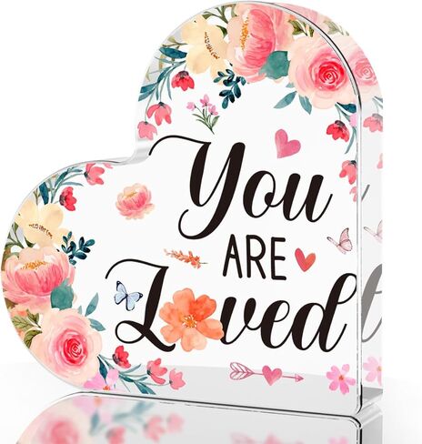 Heart Keepsake Acrylic Sign Desk Decor Inspirational Gifts for Women Positive Quotes Encouragement Sign Thank You Gifts for Birthday Christmas Acrylic Plaque for Home Office Table Decor in Kuwait