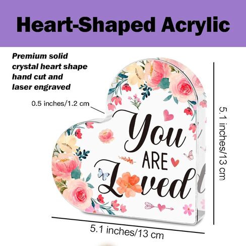 Heart Keepsake Acrylic Sign Desk Decor Inspirational Gifts for Women Positive Quotes Encouragement Sign Thank You Gifts for Birthday Christmas Acrylic Plaque for Home Office Table Decor in Kuwait