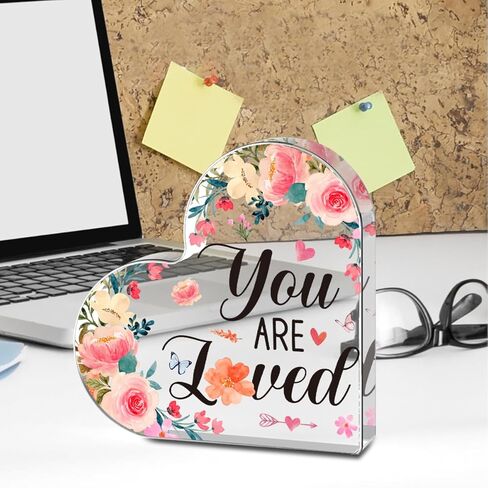Heart Keepsake Acrylic Sign Desk Decor Inspirational Gifts for Women Positive Quotes Encouragement Sign Thank You Gifts for Birthday Christmas Acrylic Plaque for Home Office Table Decor in Kuwait