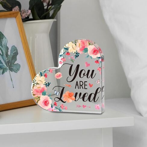 Heart Keepsake Acrylic Sign Desk Decor Inspirational Gifts for Women Positive Quotes Encouragement Sign Thank You Gifts for Birthday Christmas Acrylic Plaque for Home Office Table Decor in Kuwait