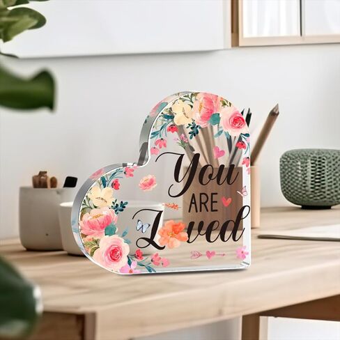 Heart Keepsake Acrylic Sign Desk Decor Inspirational Gifts for Women Positive Quotes Encouragement Sign Thank You Gifts for Birthday Christmas Acrylic Plaque for Home Office Table Decor in Kuwait