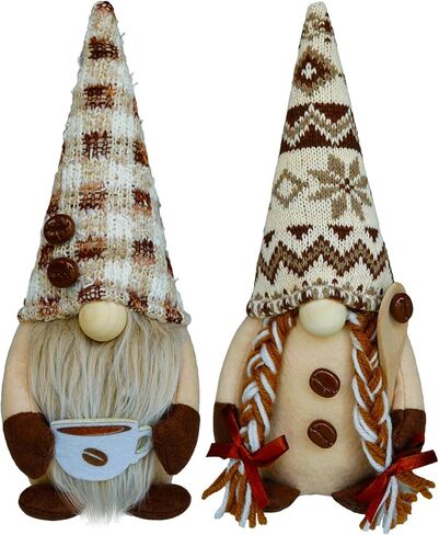 KnomeKo Coffee Gnomes Plush Bar Decor، هدايا سويدية Tomte Gnomes مصنوعة يدويًا لمنزل المزرعة في الربيع والصيف، جنوم إسكندنافي للمنزل والمطبخ والمكتب ومحطة القهوة وديكور رف الطاولة in Kuwait