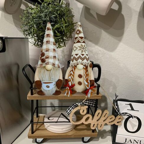 KnomeKo Coffee Gnomes Plush Bar Decor، هدايا سويدية Tomte Gnomes مصنوعة يدويًا لمنزل المزرعة في الربيع والصيف، جنوم إسكندنافي للمنزل والمطبخ والمكتب ومحطة القهوة وديكور رف الطاولة in Kuwait