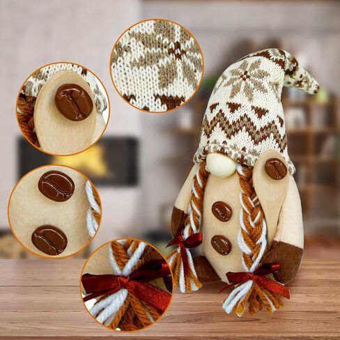 KnomeKo Coffee Gnomes Plush Bar Decor، هدايا سويدية Tomte Gnomes مصنوعة يدويًا لمنزل المزرعة في الربيع والصيف، جنوم إسكندنافي للمنزل والمطبخ والمكتب ومحطة القهوة وديكور رف الطاولة in Kuwait