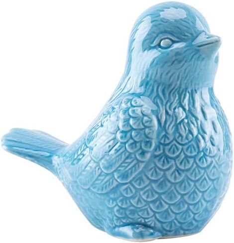Blue Cottage Ceramic Bird Figurine Ornaments,Animal Model Gift for Home Garden Statue Wedding Decor (Blue) in Saudi Arabia