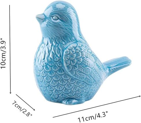 Blue Cottage Ceramic Bird Figurine Ornaments,Animal Model Gift for Home Garden Statue Wedding Decor (Blue) in Saudi Arabia