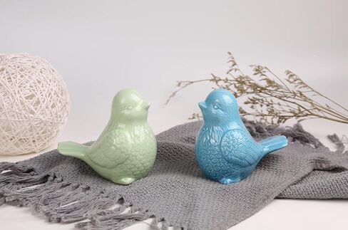 Blue Cottage Ceramic Bird Figurine Ornaments,Animal Model Gift for Home Garden Statue Wedding Decor (Blue) in Saudi Arabia
