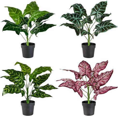 اكسونور مجموعة من 4 زهور صناعية في اصيص، زهور كاميليا حريرية صغيرة في مزهرية سيراميك للمنزل وحفلات الزفاف والمكتب والفناء وتزيين سطح الطاولة in Kuwait