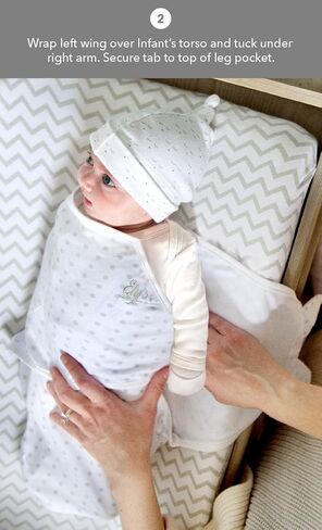 Ely's & Co Swaddle Blanket Adjustable Infant Baby Wrap Set 2 Pack Grey Chevron and Polka Dots (0-3 Months) in Kuwait