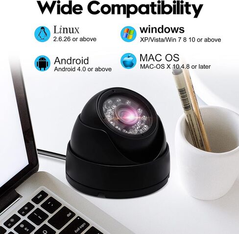 ALPCAM USB كاميرا قبة كاملة HD 1080P USB كاميرا ويب مع CMOS OV2710 مستشعر صورة مقاوم للماء كاميرا ويب داخلية وخارجية، كاميرات USB مع رؤية ليلية لنظام Android Linux Windows Mac Raspberry Pi in Kuwait