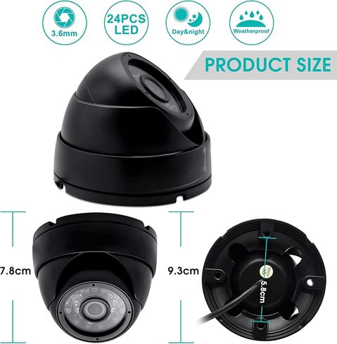 ALPCAM USB كاميرا قبة كاملة HD 1080P USB كاميرا ويب مع CMOS OV2710 مستشعر صورة مقاوم للماء كاميرا ويب داخلية وخارجية، كاميرات USB مع رؤية ليلية لنظام Android Linux Windows Mac Raspberry Pi in Kuwait