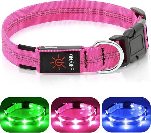 Weesiber Light Up Dog Collars - Rechargeable LED Collar - Reflective Adjustable Dog Lights for Night Walking (Blue, Large) in Saudi Arabia