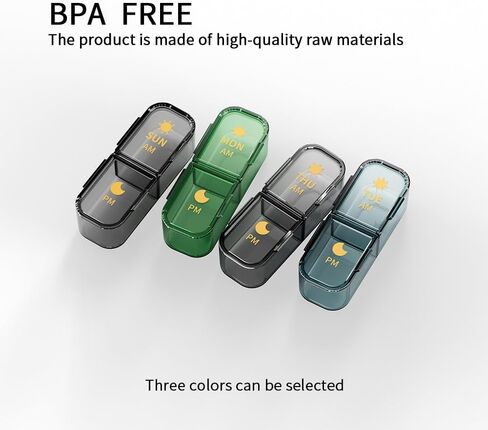 AM/PM Pill Organizer,Weekly (7-Day) Pill Box 2 Times a Day,14 Compartments Travel Pill Case Large,Removable Individual Pill Case, Medicine Organizer in Saudi Arabia