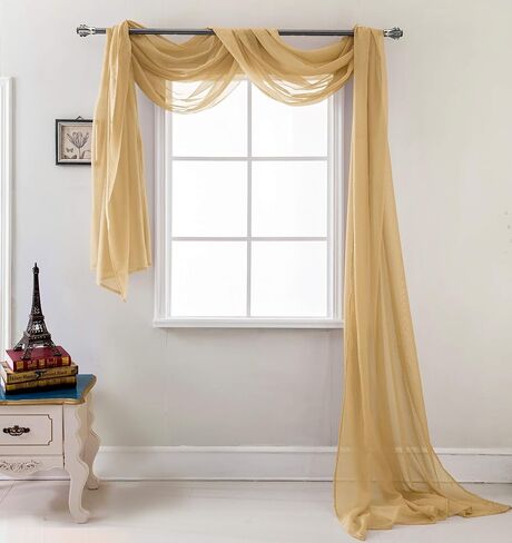 RT Designers Collection Celine Sheer 54 x 216 in. Sheer Curtain Scarf, Aqua in Saudi Arabia