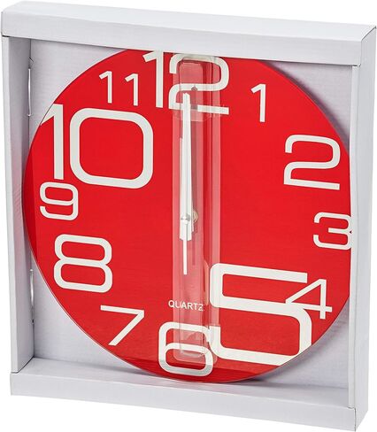 منتجات Bernhard ساعة حمراء مقاس 12 بوصة، شاشة عرض تناظرية، وجه من الزجاج المقسى، أرقام فضية معكوسة، حركة كنس صامتة، حركة كوارتز، سهلة التركيب، تعمل بالبطارية in Kuwait