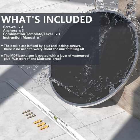 Clavie Wall Mirror Stainless Steel Frame Balck Round Mirror Modern Contemporary Circle Mirror Wall Mounted Mirror Decorative for Bathroom, Living Rooms, Entryway and More, Black, 30" x 30" Round in Kuwait